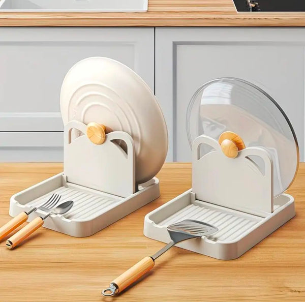 Pot Lid Rack & Spoon Holder Stand — Drip-Catching Countertop Organiser — WIMU Kitchen Nairobi — Kenya · WIMU Kitchen Nairobi