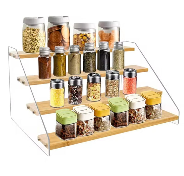 4-Tier Bamboo Spice Rack Organizer with Clear Acrylic Side Panels — WIMU Kitchen Nairobi — Kenya · WIMU Kitchen Nairobi