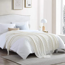 Jacquard Knitted Tassel Throw Blanket, Acrylic Cashmere, 133 x 153 cm — WIMU Kitchen Nairobi — Kenya · WIMU Kitchen