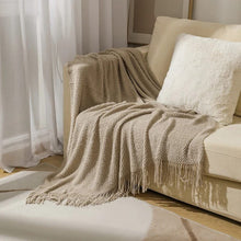 Large Jacquard Knitted Tassel Throw Blanket, Acrylic Cashmere, 163 x 183 cm — WIMU Kitchen Nairobi — Kenya · WIMU Kitchen