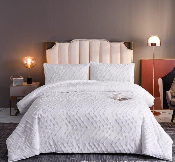 White Tufted Chevron Wave Duvet Cover Set with Bedsheet and 2 Pillowcases — WIMU Kitchen Nairobi — Kenya · WIMU Kitchen Nairobi