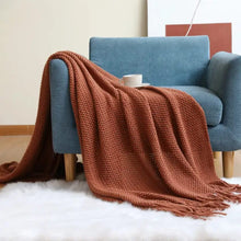 Large Jacquard Knitted Tassel Throw Blanket, Acrylic Cashmere, 163 x 183 cm — WIMU Kitchen Nairobi — Kenya · WIMU Kitchen