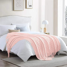 Jacquard Knitted Tassel Throw Blanket, Acrylic Cashmere, 133 x 153 cm — WIMU Kitchen Nairobi — Kenya · WIMU Kitchen
