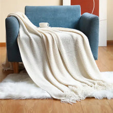 Large Jacquard Knitted Tassel Throw Blanket, Acrylic Cashmere, 163 x 183 cm — WIMU Kitchen Nairobi — Kenya · WIMU Kitchen
