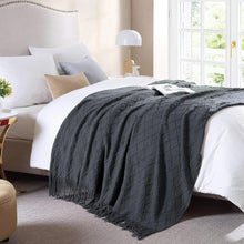Jacquard Knitted Tassel Throw Blanket, Acrylic Cashmere, 133 x 153 cm — WIMU Kitchen Nairobi — Kenya · WIMU Kitchen