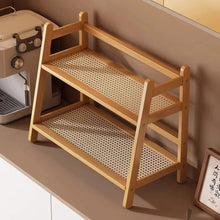 Large 2-Tier Bamboo Countertop Storage Rack with Rattan Shelves, 65cm — WIMU Kitchen Nairobi — Kenya · WIMU Kitchen
