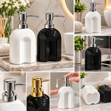 Ribbed Arch Ceramic Soap Dispenser with Chrome Pump, Black or White — WIMU Kitchen Nairobi — Kenya · WIMU Kitchen