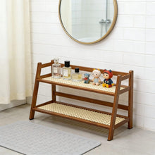Large 2-Tier Bamboo Countertop Storage Rack with Rattan Shelves, 65cm — WIMU Kitchen Nairobi — Kenya · WIMU Kitchen