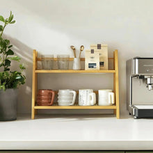 Large 2-Tier Bamboo Countertop Storage Rack with Rattan Shelves, 65cm — WIMU Kitchen Nairobi — Kenya · WIMU Kitchen