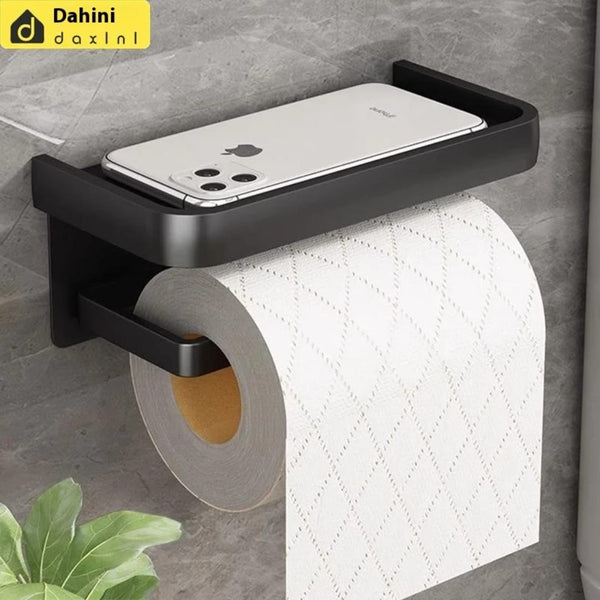 Metal Toilet Tissue Holder with Top Shelf - Black or White, 18.6 × 10 × 9 cm — WIMU Kitchen Nairobi — Kenya · WIMU Kitchen Nairobi