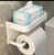 Wall-Mounted Metallic Toilet Roll Holder and Phone Shelf - White & Black, 18.6 cm — WIMU Kitchen Nairobi