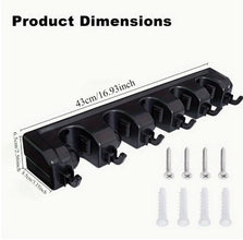 Wall-Mounted Mop and Broom Holder with 5 Slots and 6 Hooks, Black — WIMU Kitchen Nairobi — Kenya · WIMU Kitchen