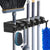 Wall-Mounted Mop and Broom Holder with 5 Slots and 6 Hooks, Black — WIMU Kitchen Nairobi