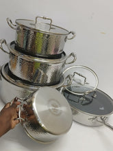 10-Piece Premium Tri-Ply Stainless Steel Hammered Cookware Set, 20cm to 32cm with Lids — WIMU Kitchen Nairobi — Kenya · WIMU Kitchen