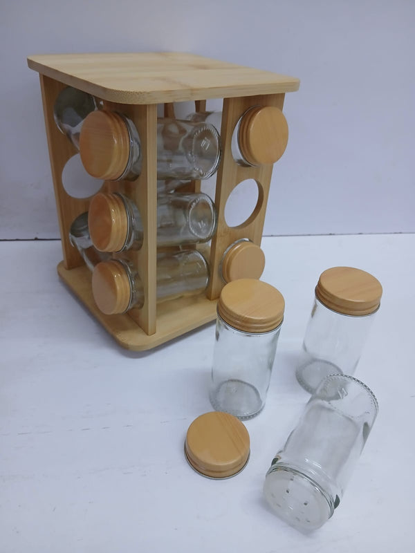 12 Jar Wooden Spice Rack With Glass Spice Jars — WIMU Kitchen Nairobi — Kenya · WIMU Kitchen Nairobi