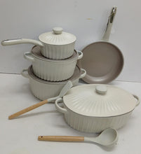 11-Piece Fluted Non-Stick Cookware Set with Roaster, Spoon and Spatula, Cream — WIMU Kitchen Nairobi — Kenya · WIMU Kitchen