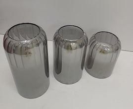 3-Piece Flameless LED Candle Set in Grey Ribbed Glass Holders — WIMU Kitchen Nairobi — Kenya · WIMU Kitchen
