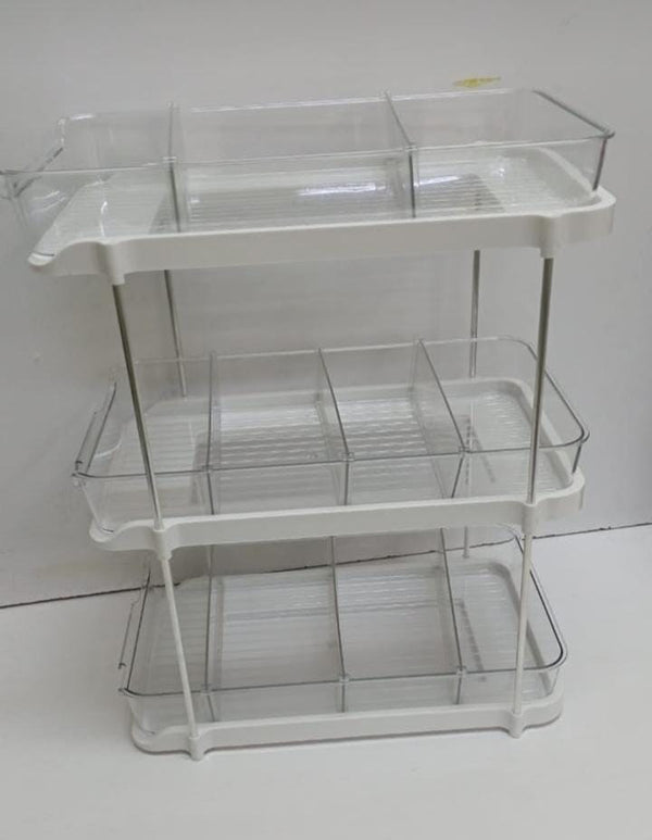 3-Tier Pull-Out Storage Rack with Clear Acrylic Trays and Metal Stand, White — WIMU Kitchen Nairobi — Kenya · WIMU Kitchen Nairobi