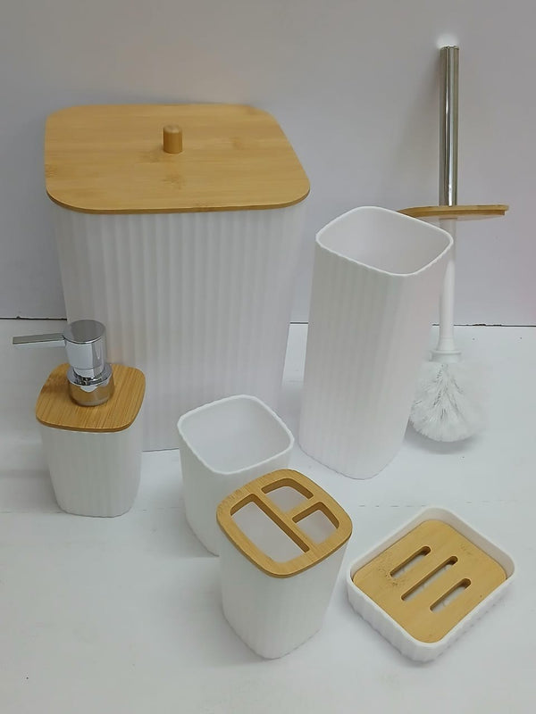 6-Piece Square Ribbed Bathroom Accessories Set with Bin, Toilet Brush and Soap Dispenser — WIMU Kitchen Nairobi — Kenya · WIMU Kitchen Nairobi