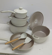 11-Piece Fluted Non-Stick Cookware Set with Roaster, Spoon and Spatula, Cream — WIMU Kitchen Nairobi — Kenya · WIMU Kitchen