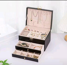 3-Layer Black Leather Jewellery Box with Lock and Key and 2 Drawers — WIMU Kitchen Nairobi — Kenya · WIMU Kitchen