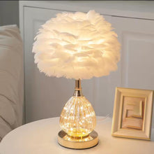 Crystal Feather Table Lamp with White Feather Shade and Ribbed Glass Base — WIMU Kitchen Nairobi — Kenya · WIMU Kitchen