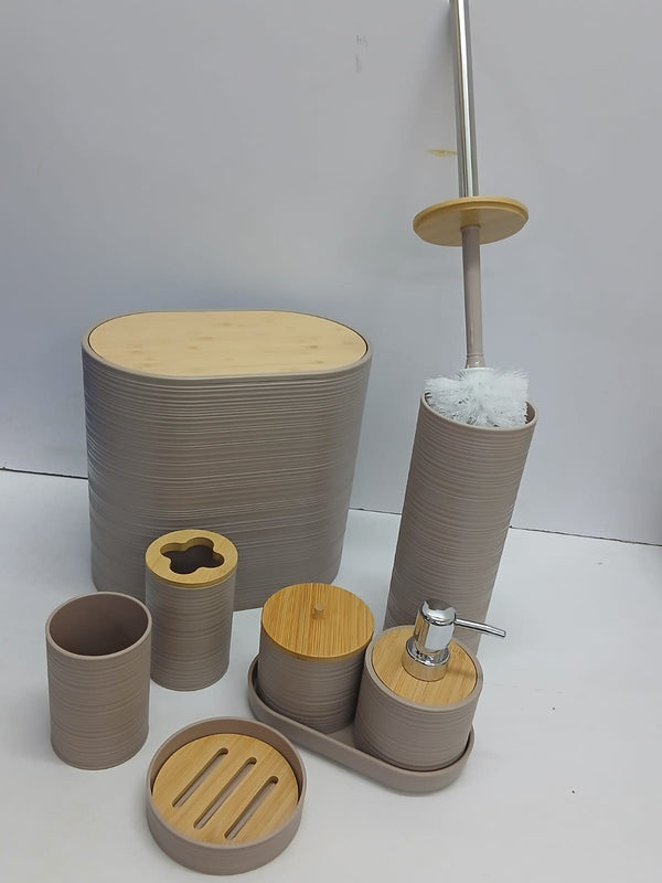 8-Piece Bathroom Organiser Set with Bin, Toilet Brush, Dispenser and Bamboo Lids — WIMU Kitchen Nairobi — Kenya · WIMU Kitchen Nairobi