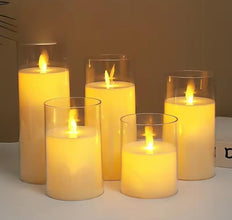 5-Piece Flameless LED Pillar Candle Set in Clear Sleeves, Graduated Heights — WIMU Kitchen Nairobi — Kenya · WIMU Kitchen