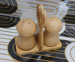 Bamboo Mushroom Salt and Pepper Shaker Set with Stand — WIMU Kitchen Nairobi — Kenya · WIMU Kitchen