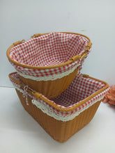Brown Rattan Picnic and Shopping Basket with Red Gingham Cloth Lining, 40cm — WIMU Kitchen Nairobi — Kenya · WIMU Kitchen