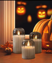 3-Piece Flameless LED Candle Set in Grey Ribbed Glass Holders — WIMU Kitchen Nairobi — Kenya · WIMU Kitchen