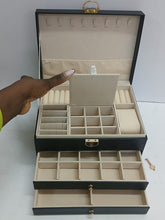 3-Layer Black Leather Jewellery Box with Lock and Key and 2 Drawers — WIMU Kitchen Nairobi — Kenya · WIMU Kitchen