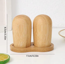 Bamboo Egg-Shaped Salt and Pepper Shaker Set with Stand — WIMU Kitchen Nairobi — Kenya · WIMU Kitchen