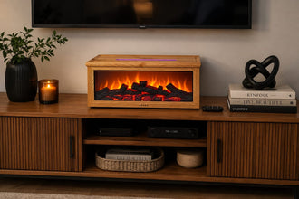 Fireplace Flame Effect Humidifier and Aroma Diffuser with Remote in Brown Wood Finish — WIMU Kitchen Nairobi — Kenya · WIMU Kitchen