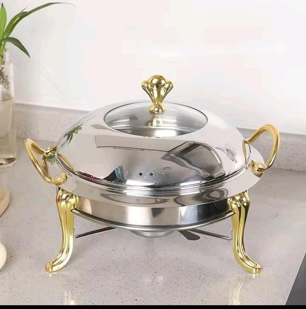 Round Stainless Steel Chafing Dish Food Warmer, 28cm, Gold Legs — WIMU Kitchen Nairobi — Kenya · WIMU Kitchen Nairobi