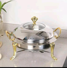 Round Stainless Steel Chafing Dish Food Warmer, 28cm, Gold Legs — WIMU Kitchen Nairobi — Kenya · WIMU Kitchen
