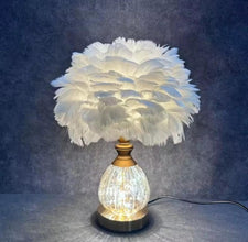Crystal Feather Table Lamp with White Feather Shade and Ribbed Glass Base — WIMU Kitchen Nairobi — Kenya · WIMU Kitchen