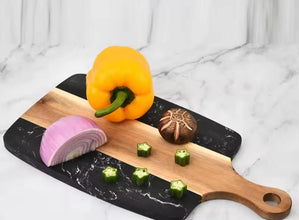 Black Marble and Acacia Wood Paddle Cutting Board and Serving Tray, 2kg, 34.9 × 18.5cm — WIMU Kitchen Nairobi — Kenya · WIMU Kitchen