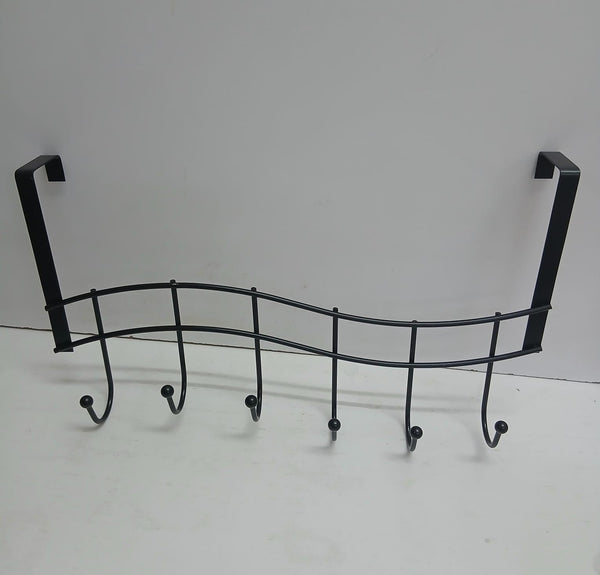 Heavy-Duty Black Metal Over-the-Door Hanger with 6 Hooks, Wave Design — WIMU Kitchen Nairobi — Kenya · WIMU Kitchen Nairobi