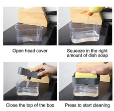 Press-Down Dish Soap Dispenser with Sponge Holder, 14 x 10 x 10.5 cm, Black or Grey — WIMU Kitchen Nairobi — Kenya · WIMU Kitchen