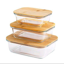 3-Piece Glass Food Storage Container Set with Bamboo Lids, 410ml, 680ml and 1040ml — WIMU Kitchen Nairobi — Kenya · WIMU Kitchen