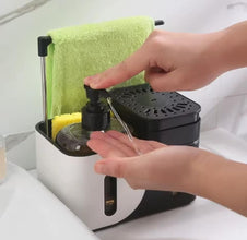 Hand and Dish Soap Dispenser Caddy with Sponge Holder and Towel Bar, Black and White — WIMU Kitchen Nairobi — Kenya · WIMU Kitchen