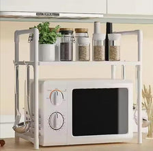 Double-Layer Metal Microwave Oven Rack Organiser with Side Hooks, 27 × 50.5 × 51cm — WIMU Kitchen Nairobi — Kenya · WIMU Kitchen