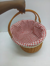 Brown Rattan Picnic and Shopping Basket with Red Gingham Cloth Lining, 40cm — WIMU Kitchen Nairobi — Kenya · WIMU Kitchen