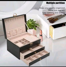3-Layer Black Leather Jewellery Box with Lock and Key and 2 Drawers — WIMU Kitchen Nairobi — Kenya · WIMU Kitchen
