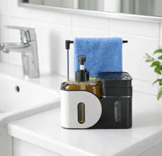 Hand and Dish Soap Dispenser Caddy with Sponge Holder and Towel Bar, Black and White — WIMU Kitchen Nairobi — Kenya · WIMU Kitchen