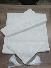 Elegant White Jacquard Leaf-Pattern Table Runner with Tassels, 30 × 183cm — WIMU Kitchen Nairobi — Kenya · WIMU Kitchen