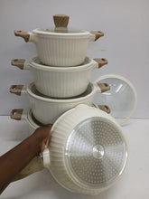 10-Piece Fluted Non-Stick Cookware Set with Glass Lids and Wood-Effect Handles — WIMU Kitchen Nairobi — Kenya · WIMU Kitchen