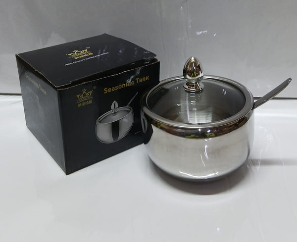 Stainless Steel Sugar Bowl with Glass Lid and Spoon, 9 cm — WIMU Kitchen Nairobi — Kenya · WIMU Kitchen Nairobi