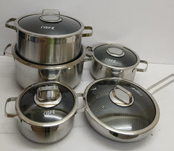 10-Piece Tri-Ply Stainless Steel Cookware Set with Lids, 20cm to 32cm, Induction Ready — WIMU Kitchen Nairobi — Kenya · WIMU Kitchen